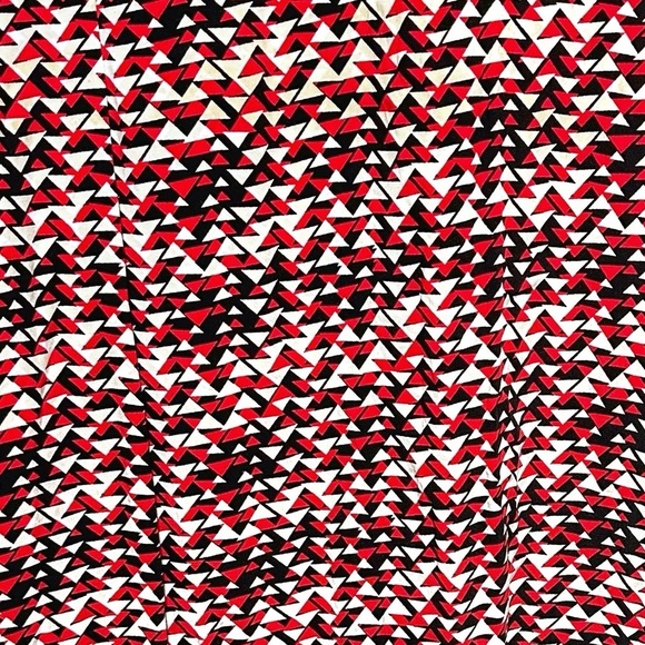 J. Jill Midi Womens Mod Print Navy Red Shirt Dress  Size 12 Tab Sleeves Collared - Picture 11 of 13